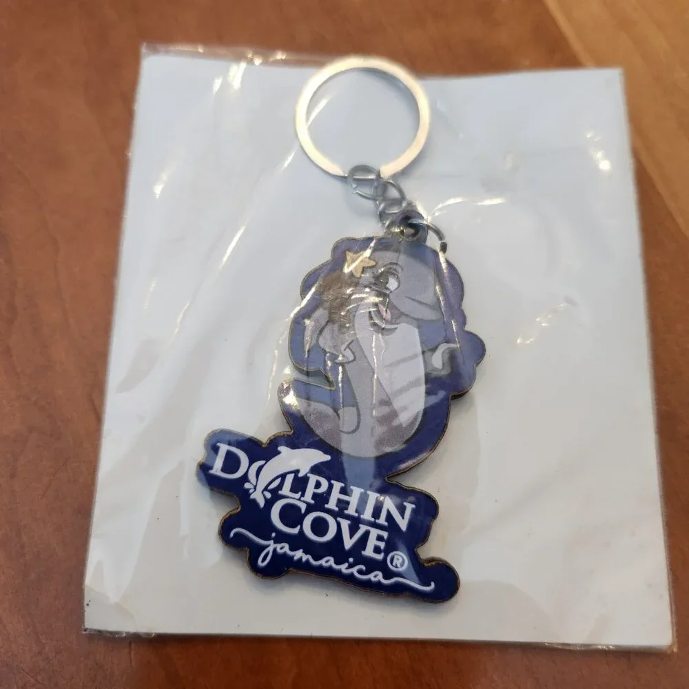 Dolphin Cove Jamaica 🇯🇲 Souvenir‎ Keychain - Wood Mascot Charm